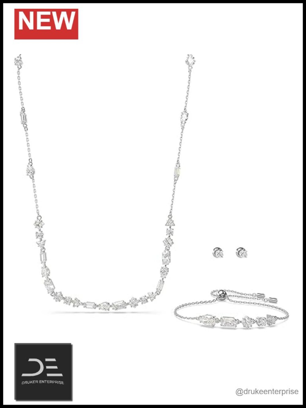 Swarovski Mesmera Jewelry Set Bracelet Necklace Stud Earrings Crystals